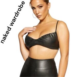 NAKED WARDROBE faux leather pullover bralette